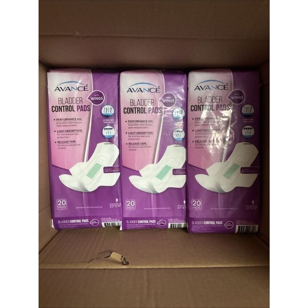 avance bladder control pads light absorbency 20 with wings Lot 6
